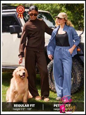 2 Piece Tracksuit Set Zip Top Wide Leg Pants Travel
